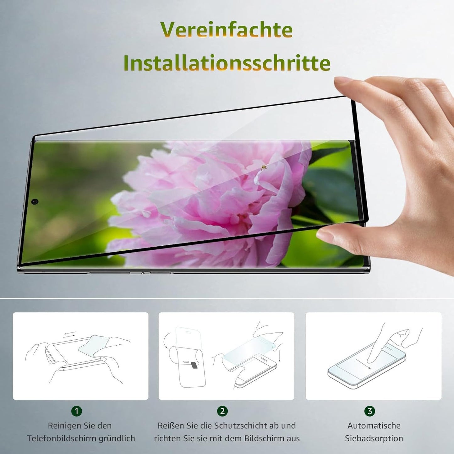 2x Schutzglas Vollabdeckung Samsung Galaxy S Serien