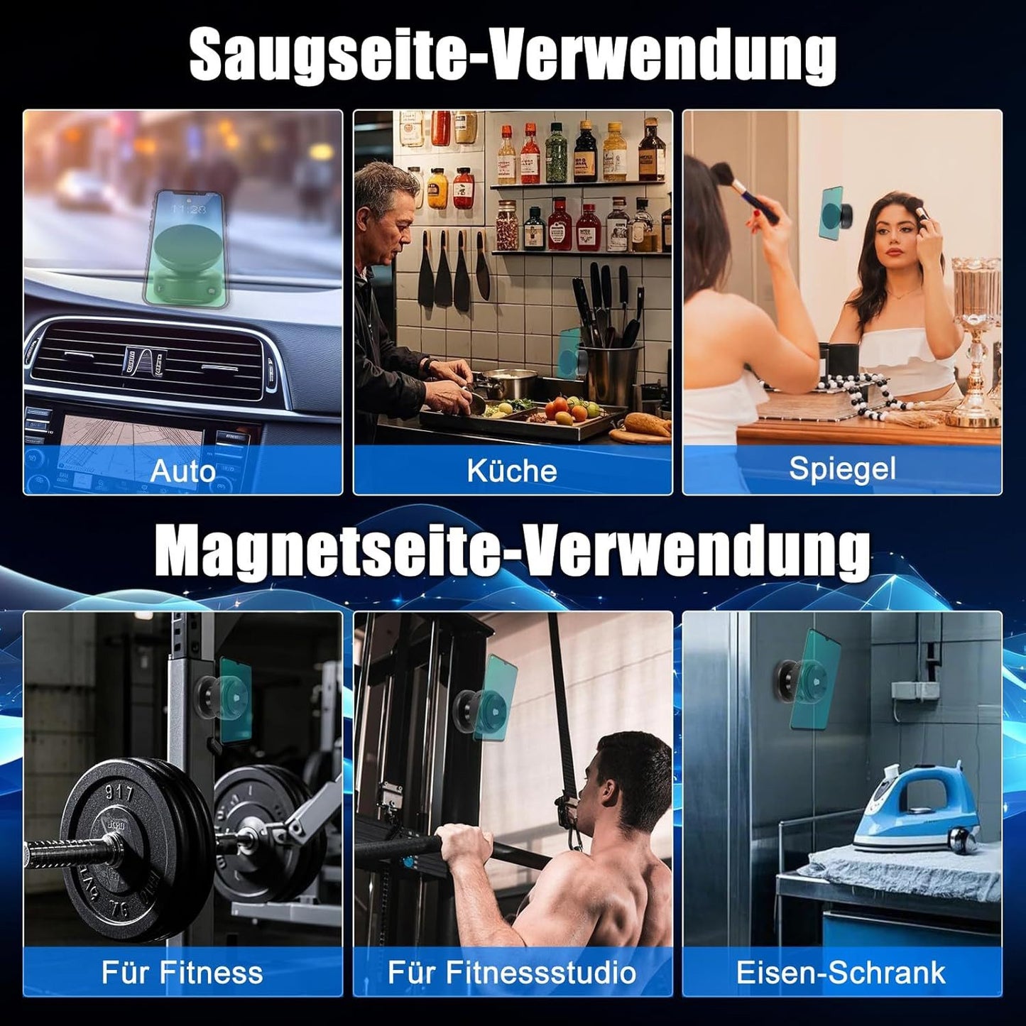 Handyhalterung Kfz Magnet mit elektrischem Vakuumsauger