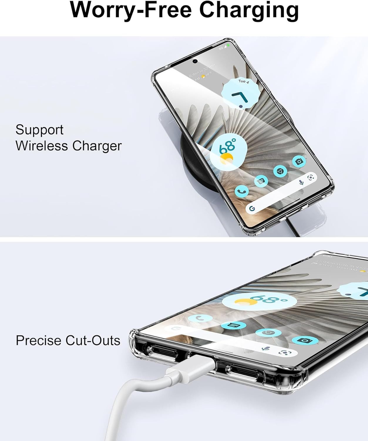 Hülle für Google Pixel 6, 7, 8, 9 Transparent