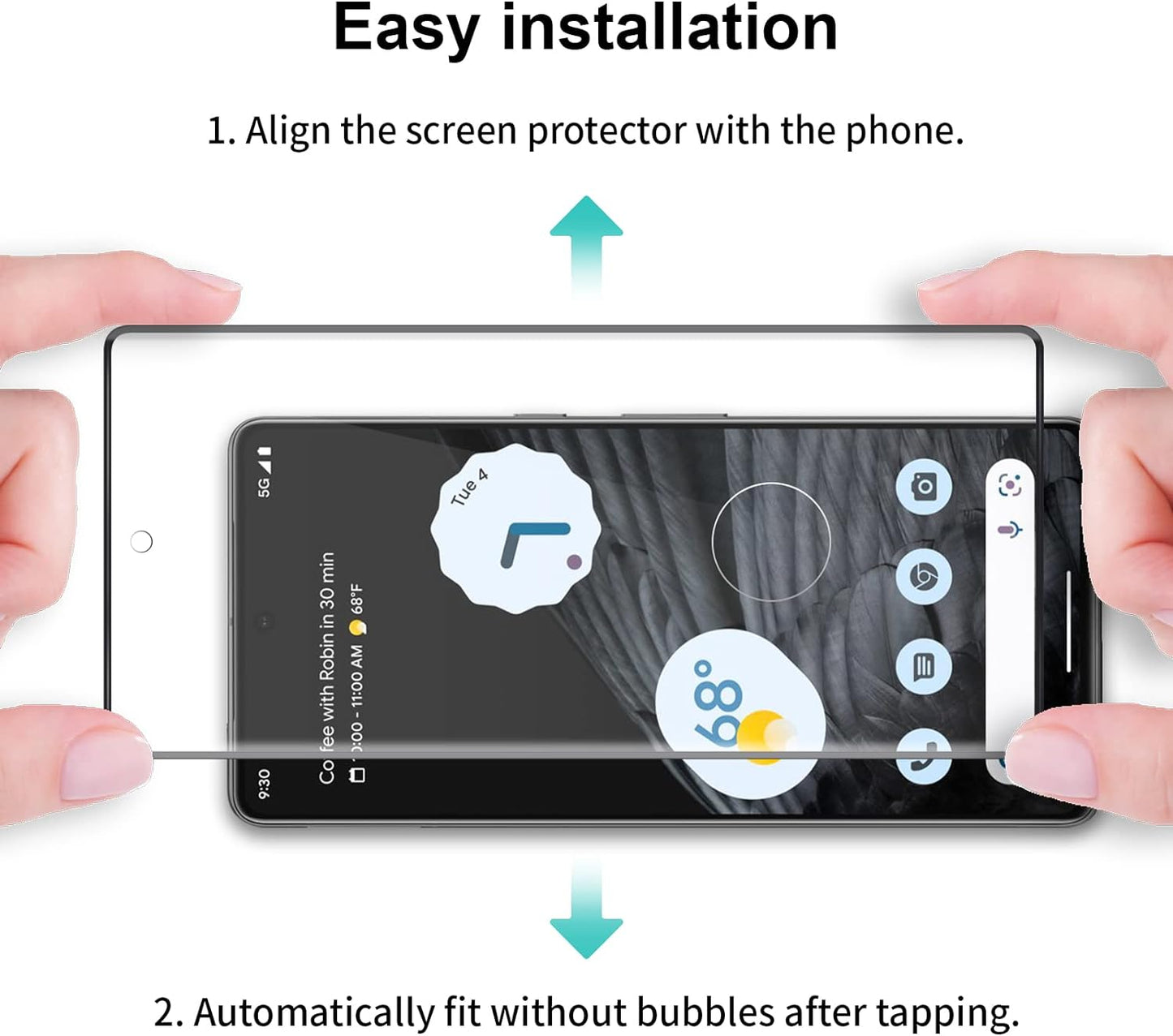 2x Schutzglas Vollabdeckung für Google Pixel 6, 7, 8, 9