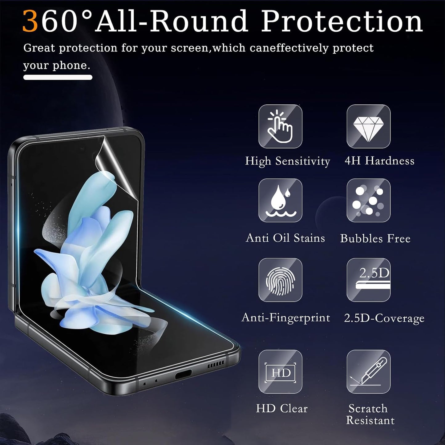 2x Schutzfolie Set für Samsung Galaxy Z Flip Serien, Hydrogel