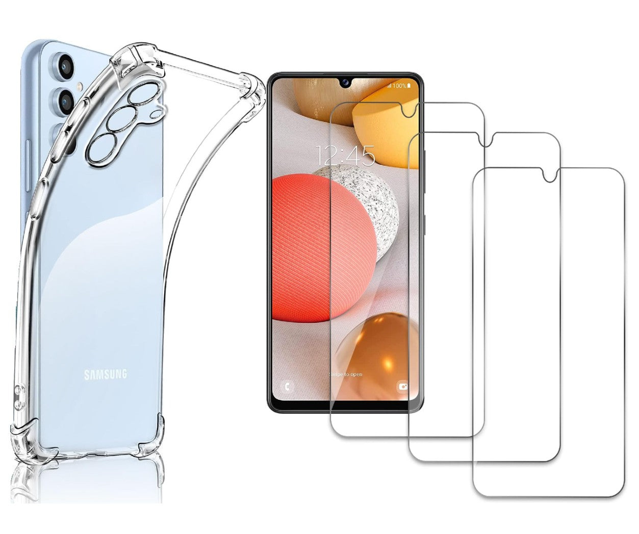 3x Schutzglas Samsung Galaxy A & M Serien + 1x Handyhülle