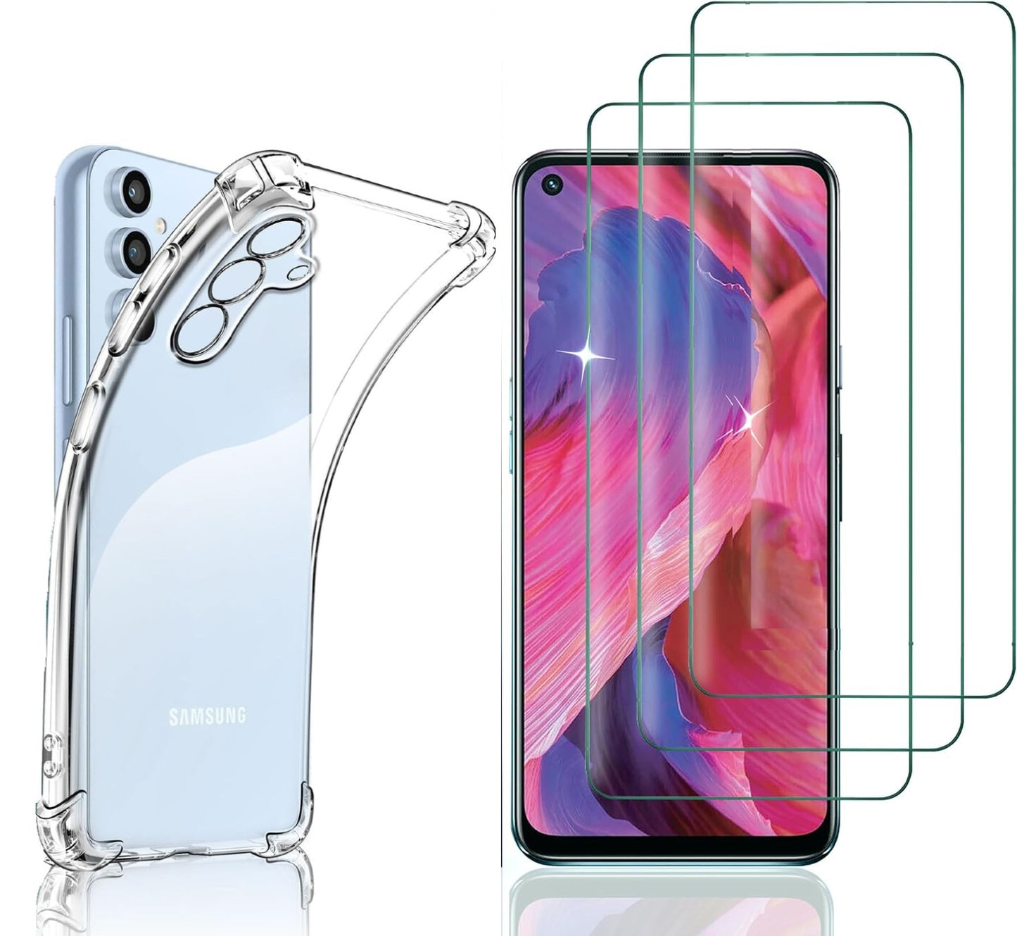 3x Schutzglas Samsung Galaxy A & M Serien + 1x Handyhülle