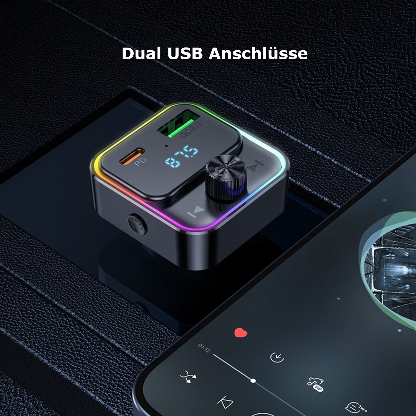 FM Transmitter Bluetooth 2 USB Port 18W