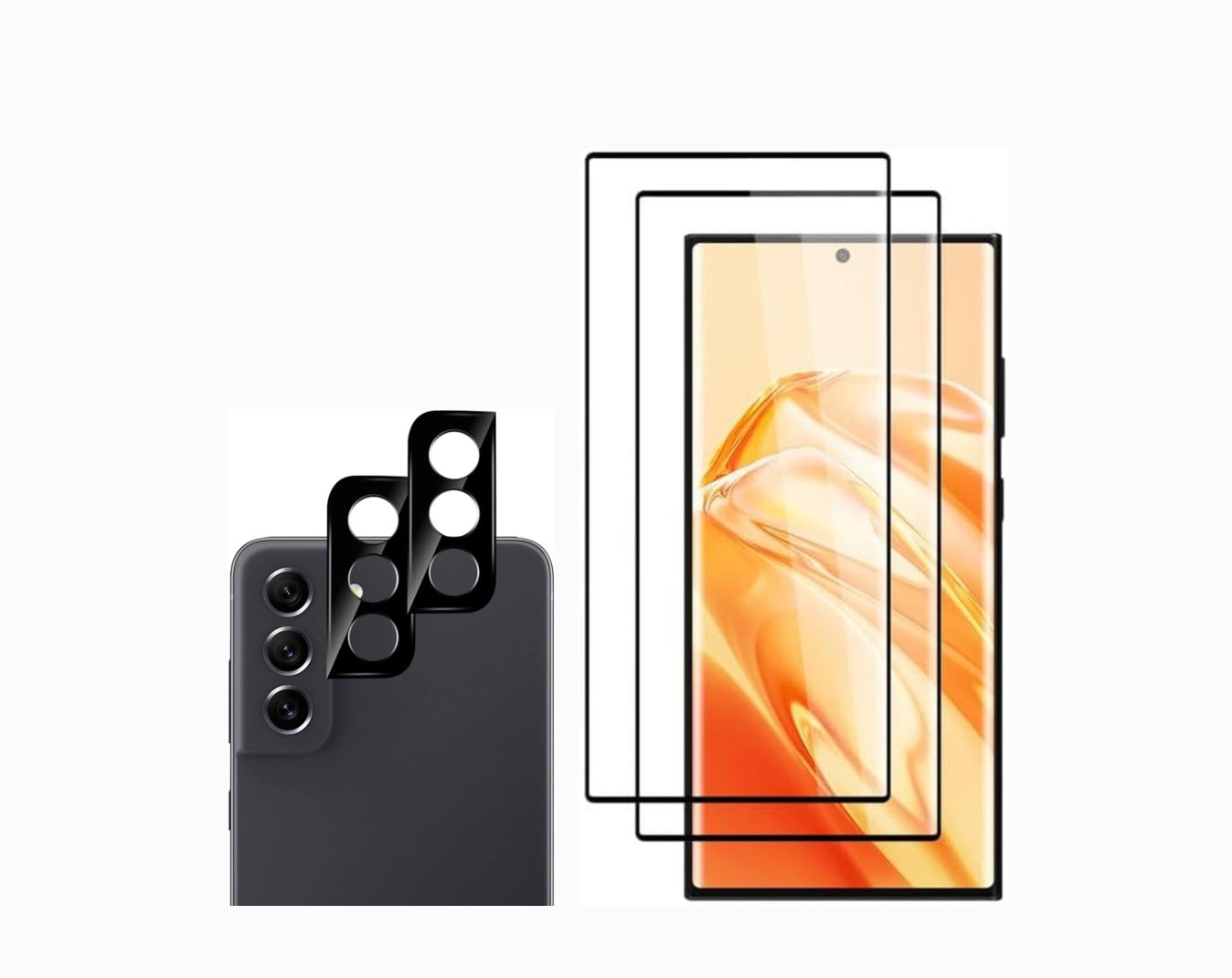 2x Schutzglas 3D für Samsung Galaxy S Serien +  2x Kameraschutz